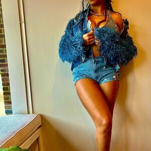 Stylish Blue Denim Jacket and Shorts Set